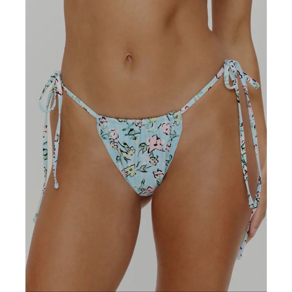 Frankie’s Bikinis Tidal Micro String Bikini Bottom | Peony Pastel in Large